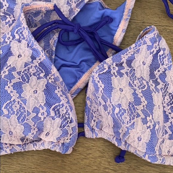 Purple Lavender Flower Lace Two Piece Bikini - Picture 2 of 3